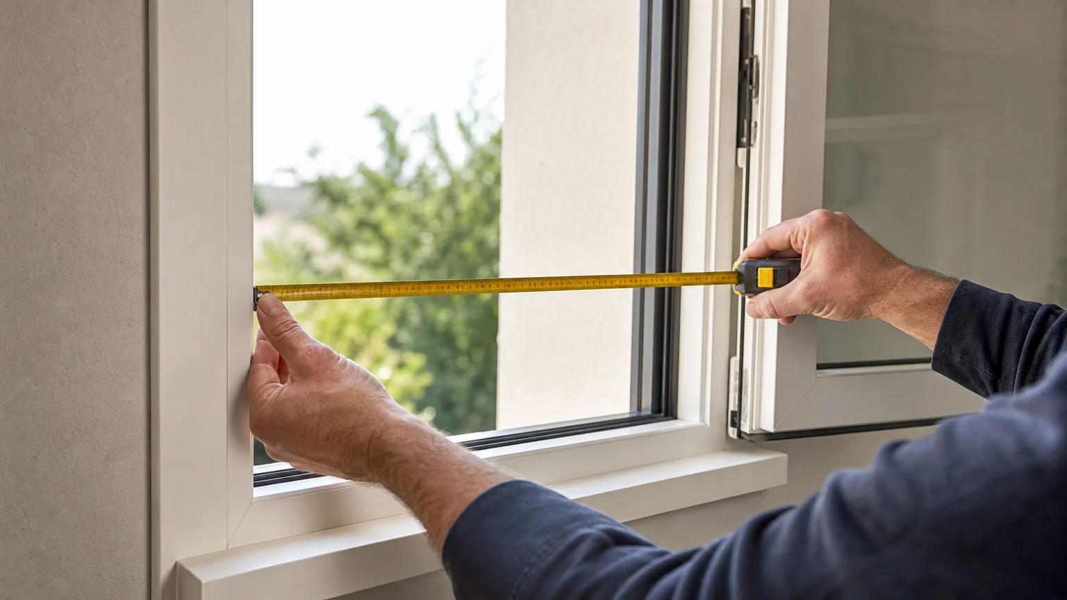 Mesure du cadre d’une fenêtre avant la pose d’une moustiquaire